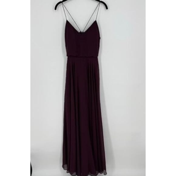 Jenny Yoo Inesse Bridesmaid Gown Dress in Burgundy size 2 - Picture 2 of 8